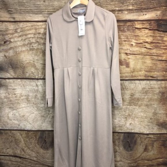 Zenane Size 38 Tan Button Peter Pan Collar Dress - Picture 1 of 6
